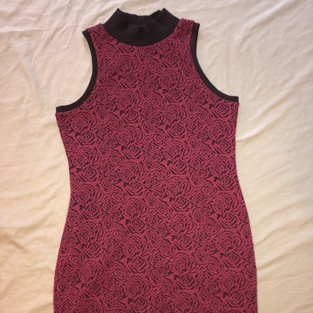 Joe Boxer Mock Neck Rose Print Bodycon Dress L
